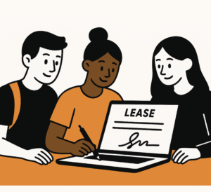 students using SmartLease student housing software to sign lease